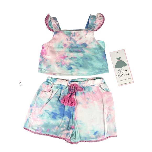 Rare Editions Other - RARE EDITIONS Baby Girls Tie Dye Flutter Sleeve With Shorts Set